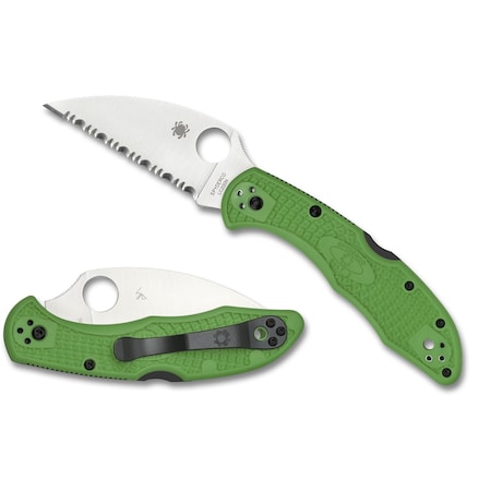 Spyderco 2023 Spyderco Salt 2, Lightweight Green, Serrated Wharncliffe Lc200N Steel, Reveal 7 SPY-C88FSWCGR2